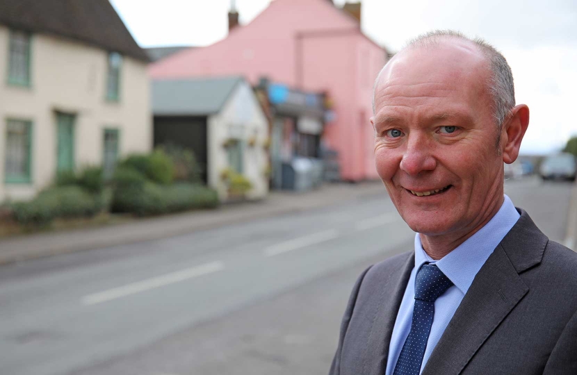 Darryl Preston, the Conservative candidate in the Cambridgeshire and Peterborough Police and Crime Commissioner election on 6th May 2021, during a visit to Gamlingay.