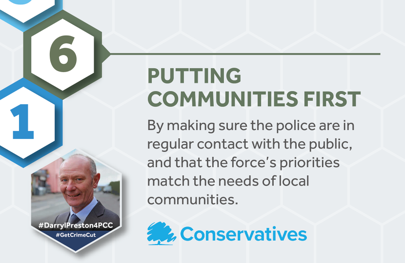 Putting communities first.  By making sure the police are in regular contact with the public and the force’s priorities match the needs of local communities.