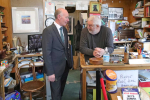 Darryl Preston with Barry Lonsdale of Cloisters Antiques in Ely, Cambridgeshire. Darryl Preston is the Conservative candidate in the Cambridgeshire and Peterborough Police and Crime Commissioner election on 2nd May 2024.