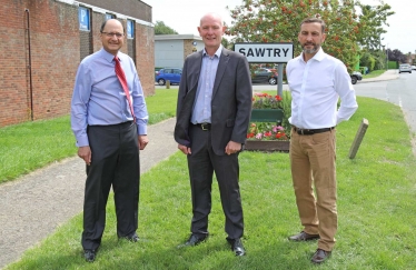 This is Sawtry – Shailesh Vara, MP for North East Cambridgeshire, Darryl Preston, the Conservative candidate for the 2021 Cambridgeshire and Peterborough Police and Crime Commissioner election and Sawtry County Councillor Simon Bywater.